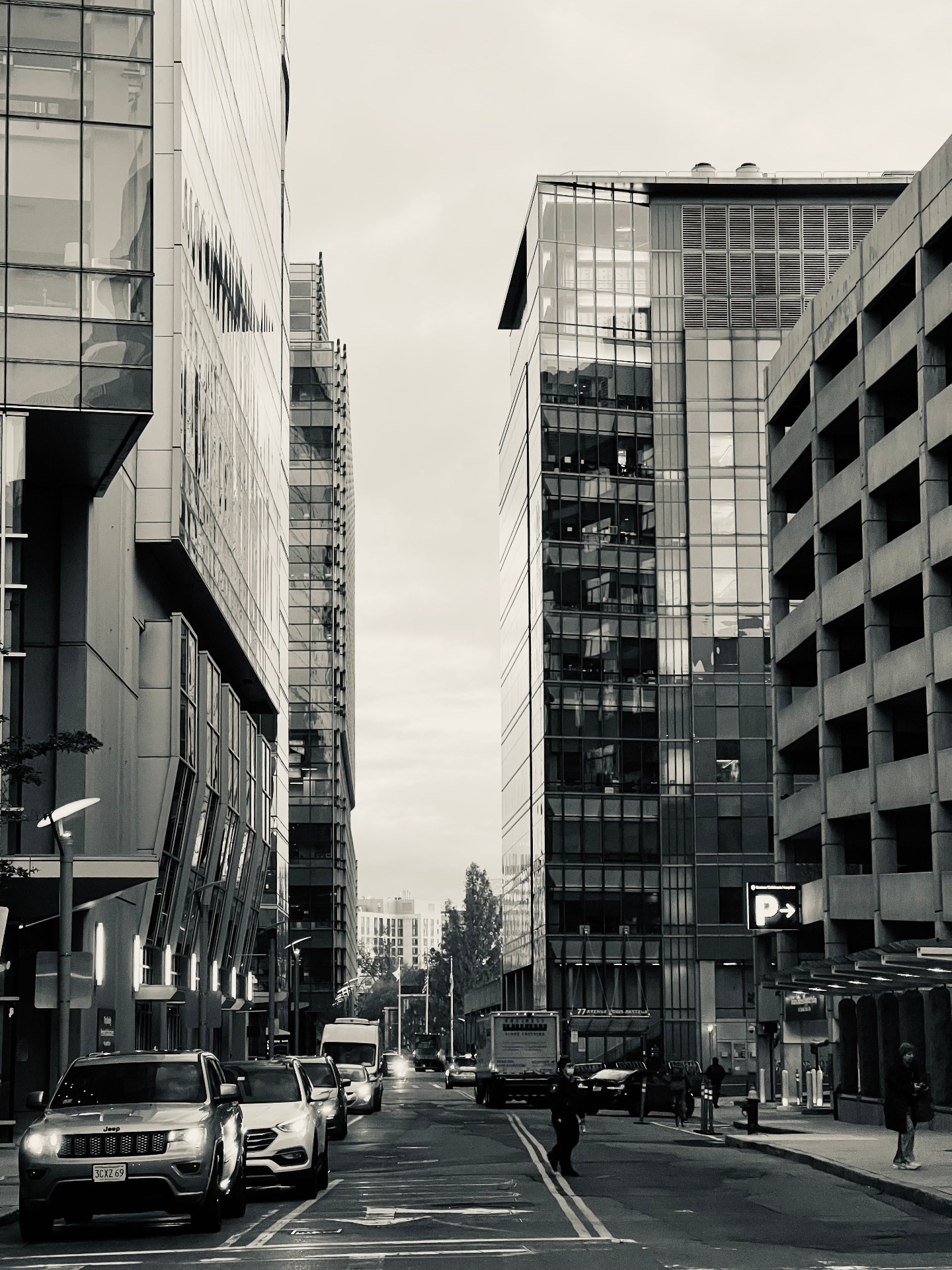 Architectural view of glass office towers